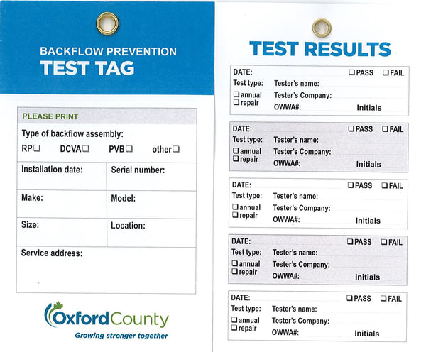 Backflow Test Tag – Oxford County