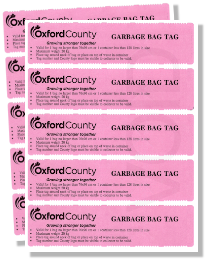 Garbage Bag Tags - set of 10&nbsp; <br>($2 per tag)